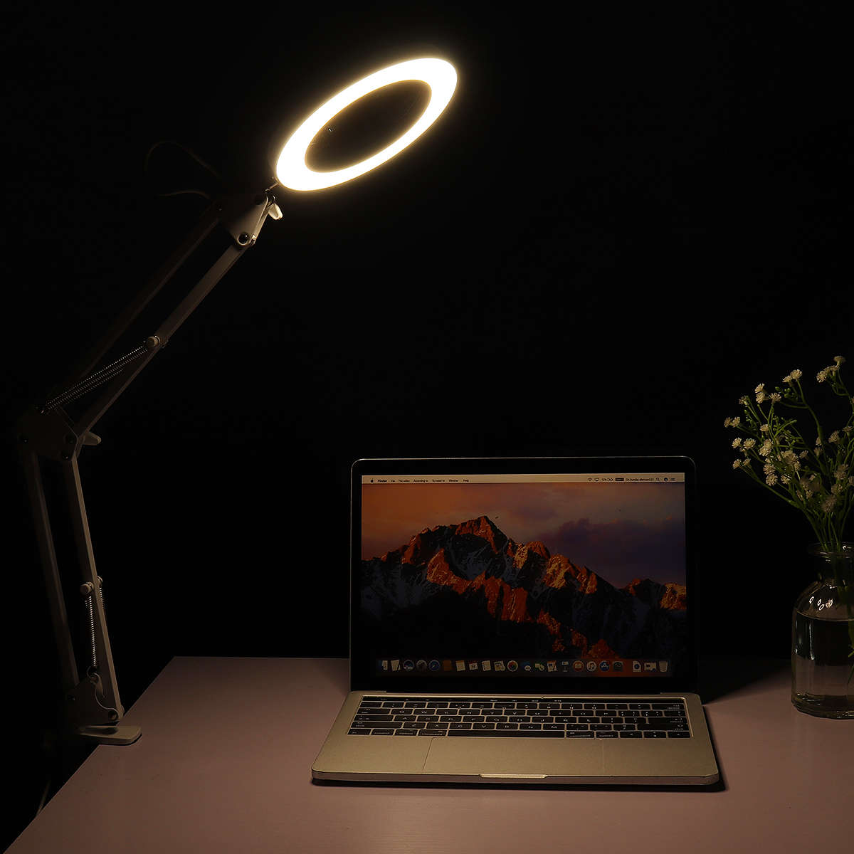 5X Swing Arm Mount Folding Magnifier Desk Table Clamp Lamp Magnifying Glass Len