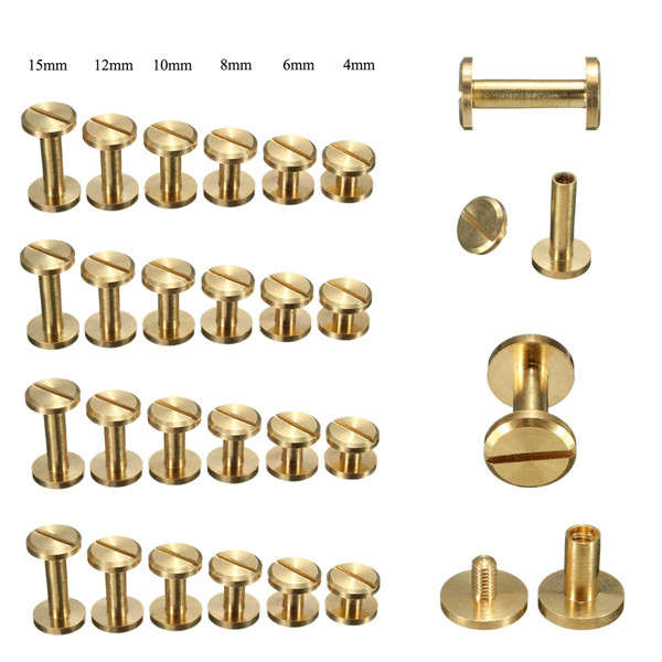 4-15mm Screw Back Button Stud Screw Brass Nail Leather Belt Chicago Rivet (Size 4mm)