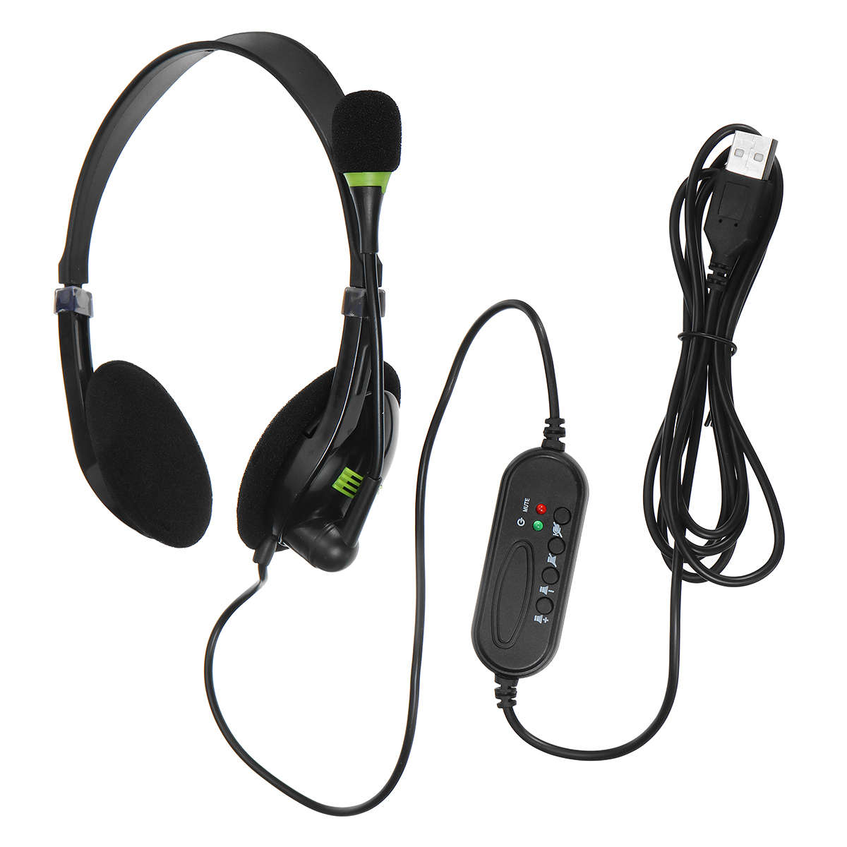 USB Wired Computer Headset Stereo Headphone Noise Cancelling Mic For PC Laptop