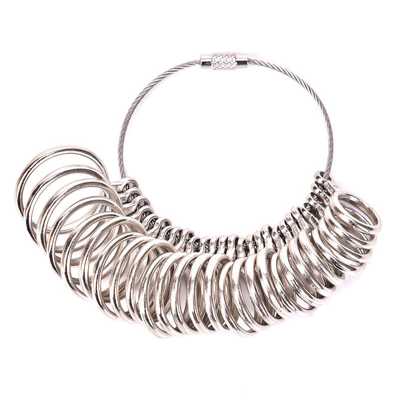 Aluminium Ring Sizer Mandrel Finger Sizing Measuring Stick and Stainless Iron Ring Sizer Guage Set J