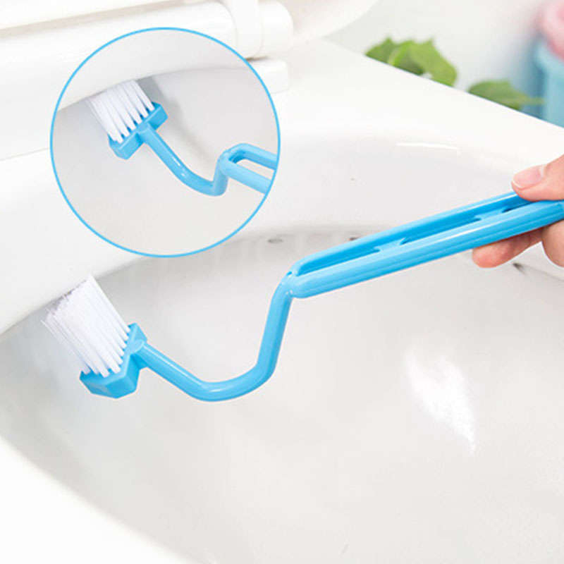 Portable Toilet Brush Scrubber V-type Cleaner Cleaning Brush Bent Bowl Handle Cleaning Brushes...