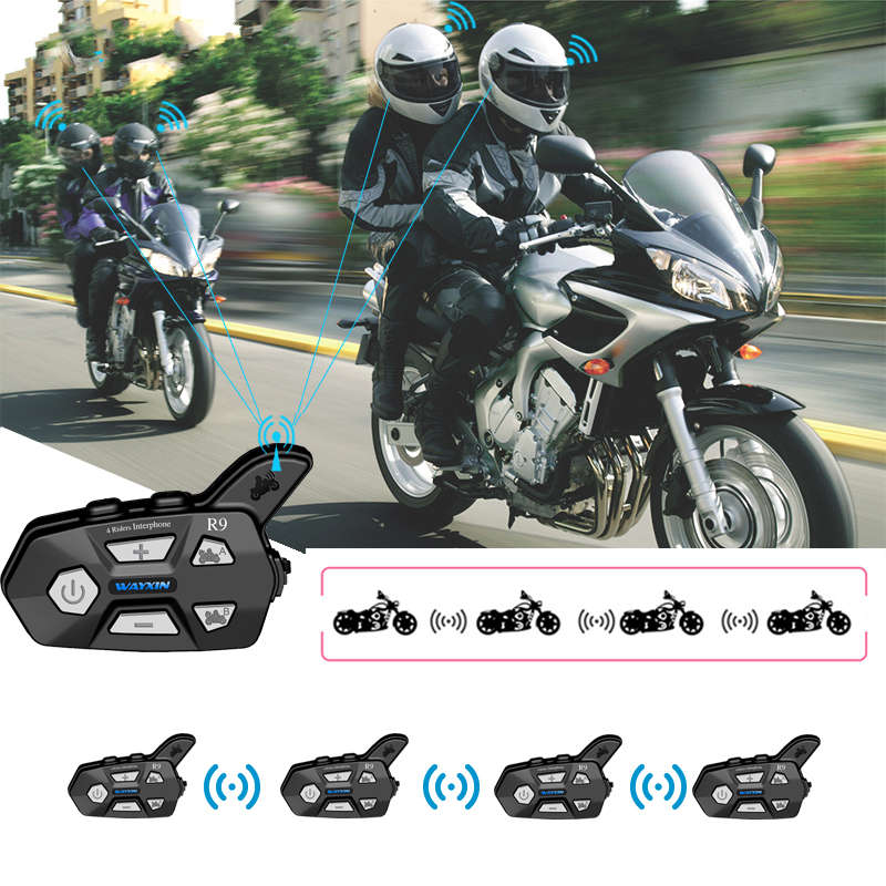WAYXIN R9 1500M Universal Pairing bluetooth 4 Riders Helmet Intercom