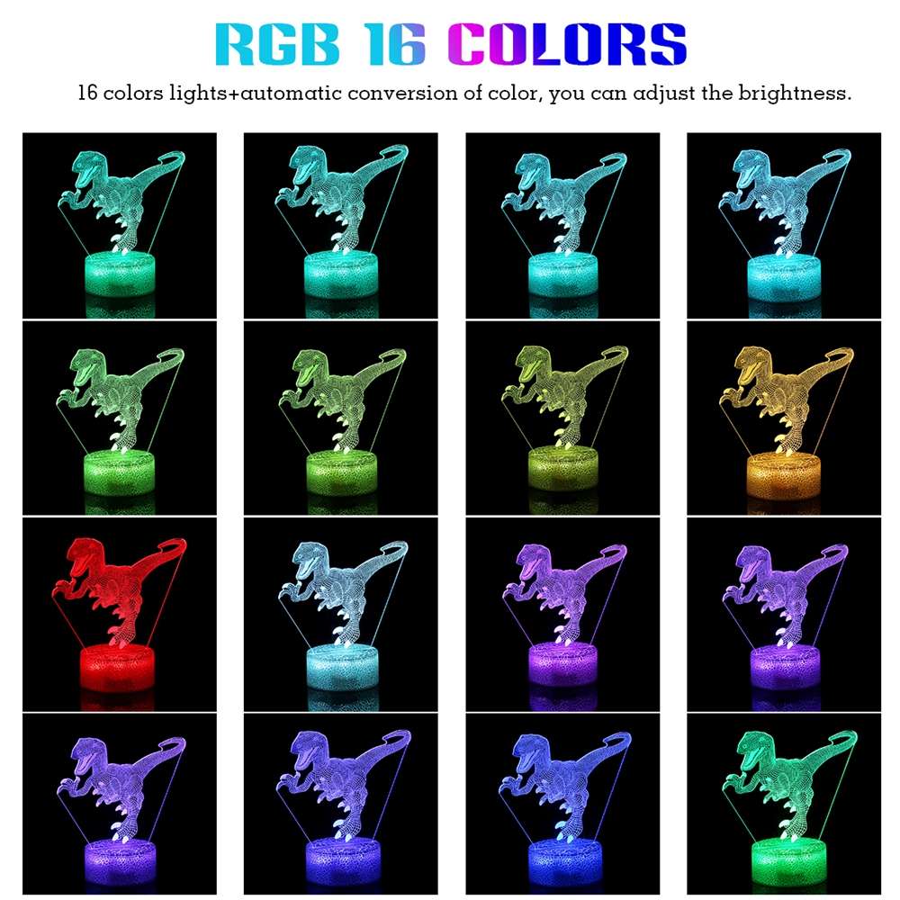 3D Dinosaur Night Light Touch Remote Control Gift Home Decor Sleeping