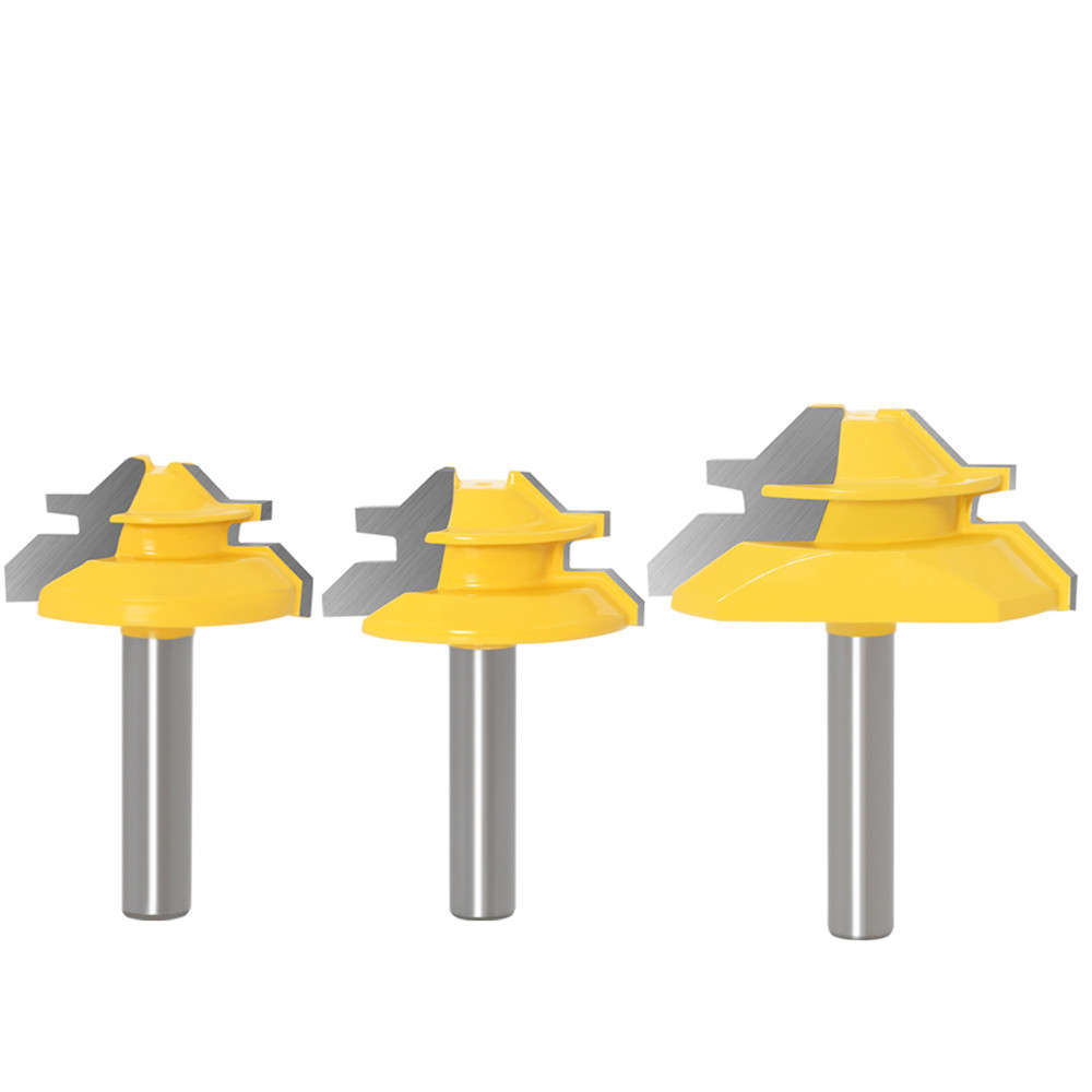 Drillpro 8MM Shank 45 Degree Lock Miter Router Bit Tenon Milling Cutter Woodworking Tool Fo (Type B)