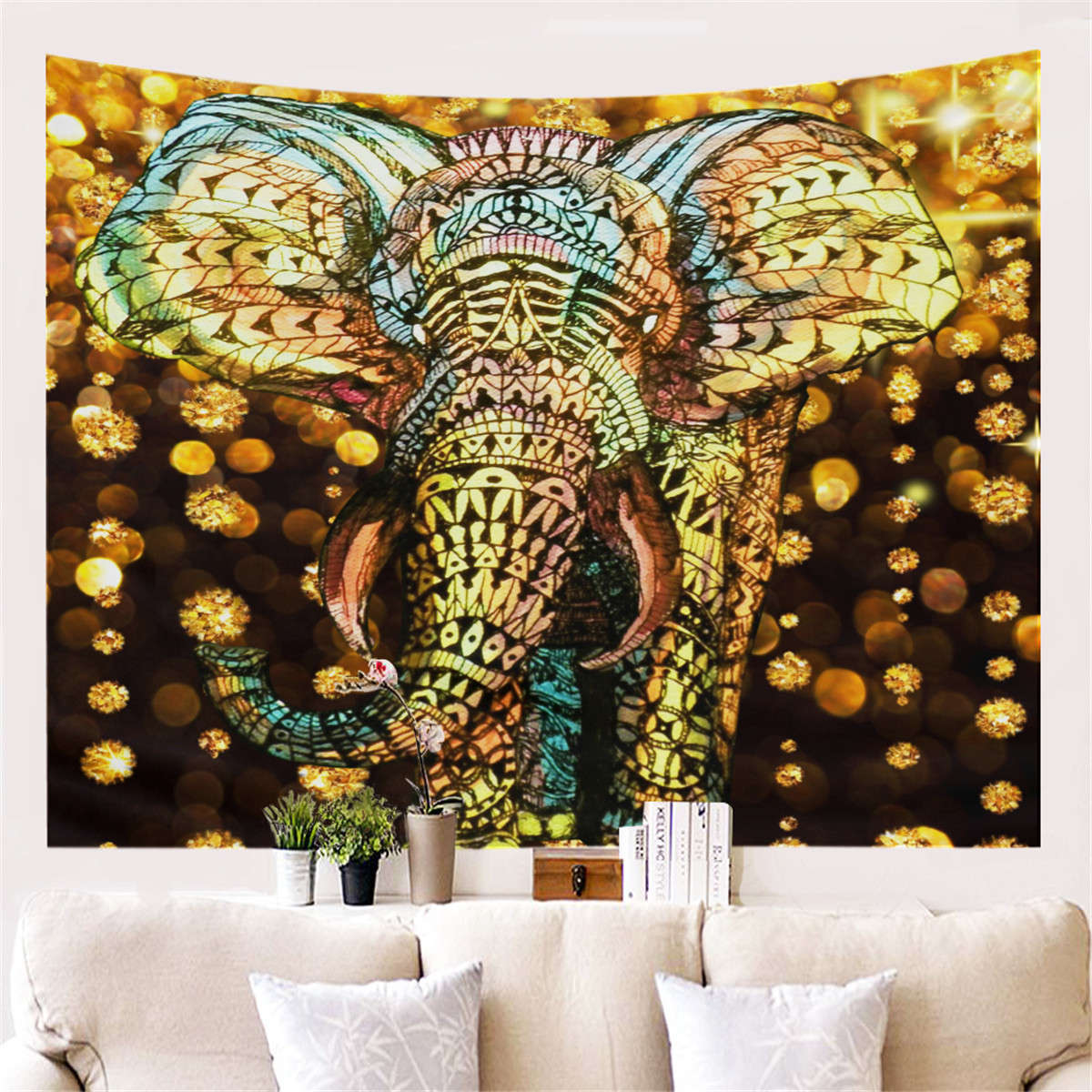 Colorful Dye Elephant Tapestry Wall Hanging Hippie Tapestry Colored Pr