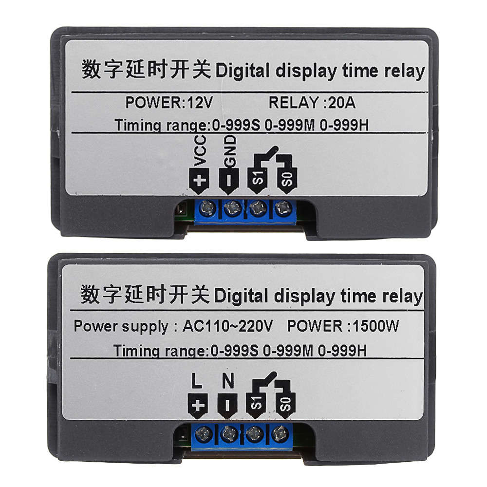 DC12V / AC110V-220V Digital Display Time Relay Automation Delay Timer
