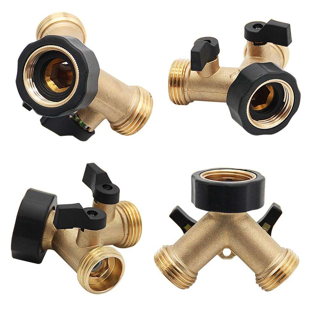 3/4 Inch 2 Way Brass Hose Faucet Manifold Garden Tap Splitter Water Segregator Pipe Divider Switcher