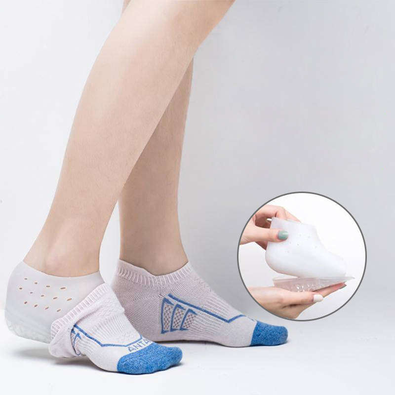 2pcs White 3cm Heightened Insoles For Men Women Breathable Silicone Heel Pad In