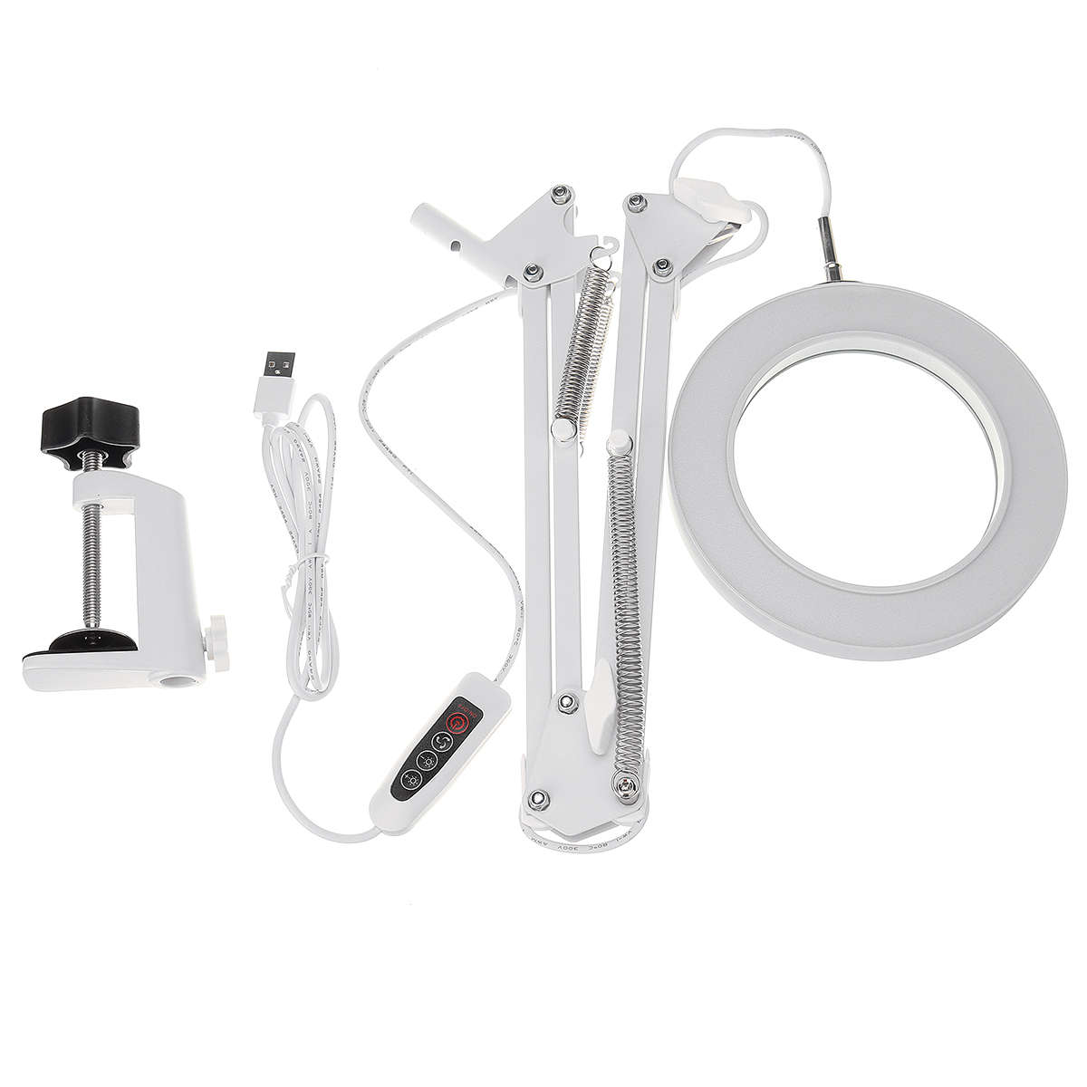 5X Swing Arm Mount Folding Magnifier Desk Table Clamp Lamp Magnifying Glass Len