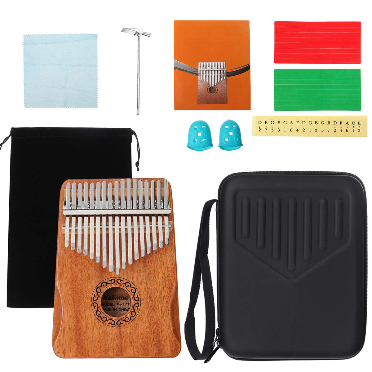 17 Key Kalimba Thum Finger Piano Beginner Practical Wood Muscial Instrument Set