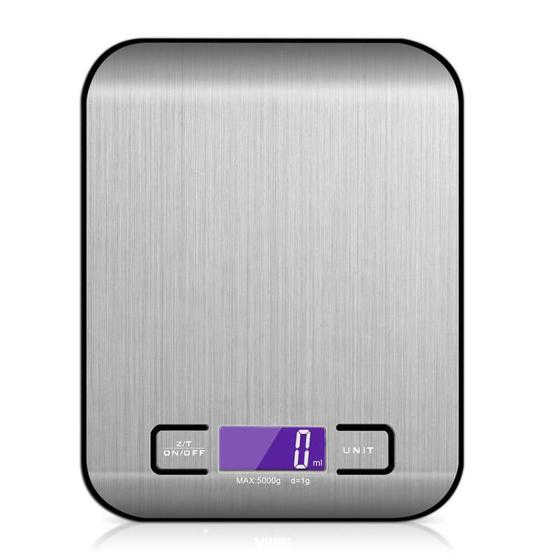 22 LB / 10000g Electronic Kitchen Scale Digital Food Scale Stain (Color white and silver Weight 5KG)