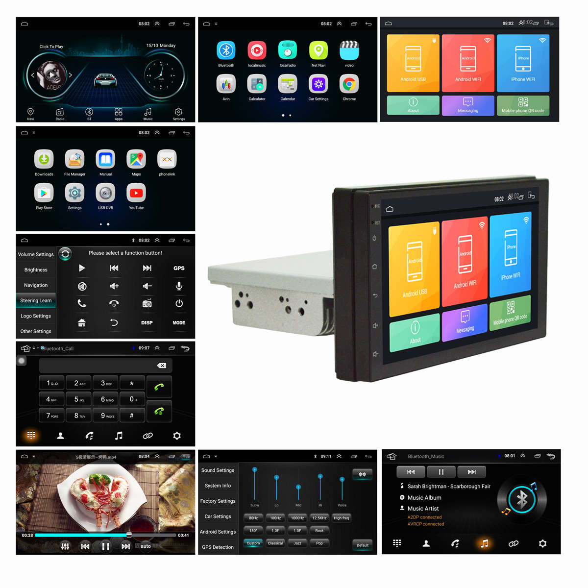 7 Inch 1 Din Android 8.1 Car Stereo Radio Multimedia Player Adjustable Screen 4 Core