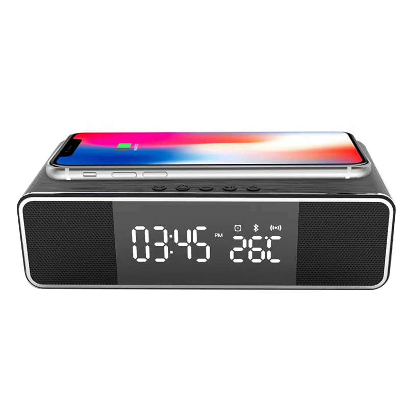 Wireless bluetooth Alarm Clock Phone Charger FM Radio Table Digital Thermometer With Alarm Clock Dis