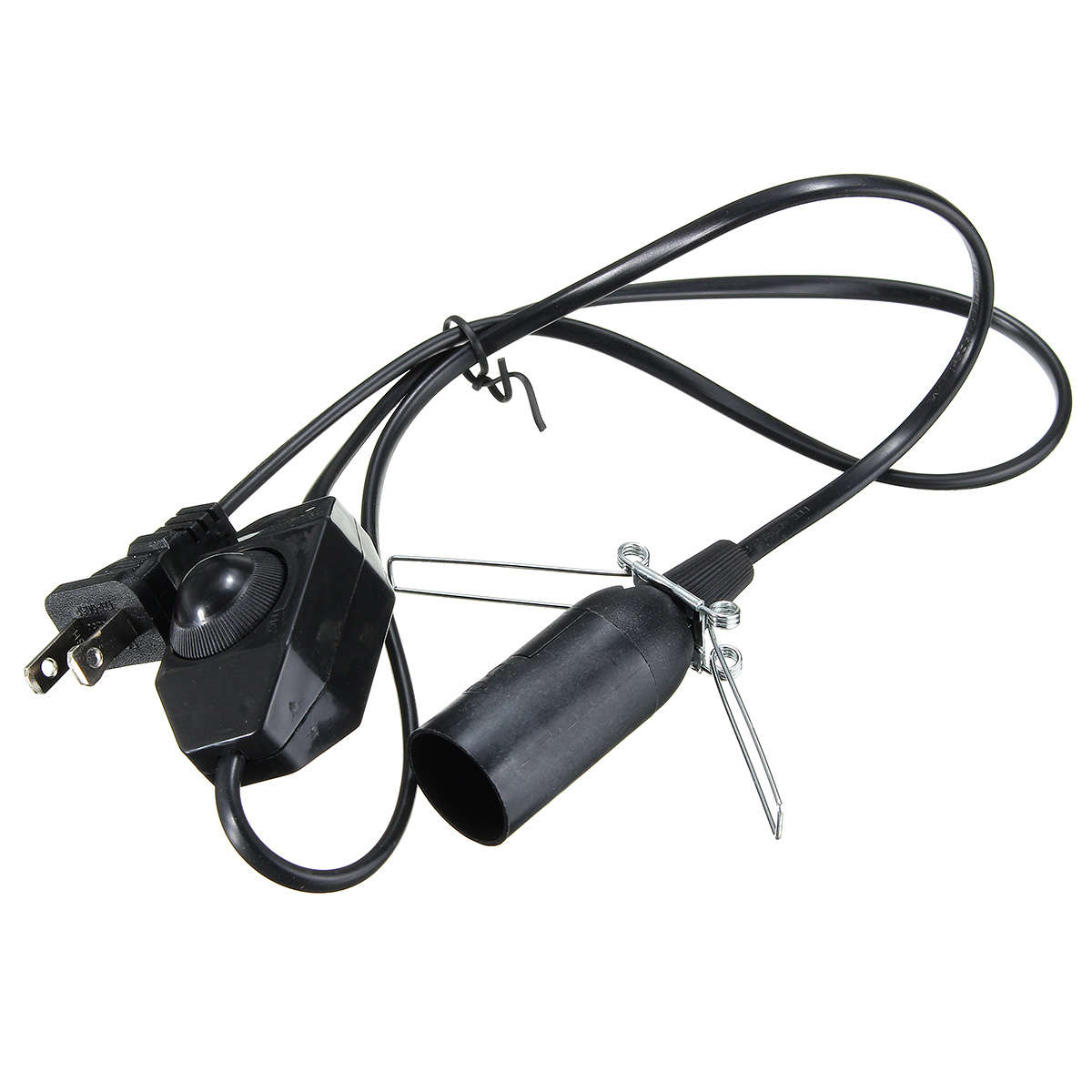 Himalayan Salt Lamp Black White E14 Light Bulb Electric Power Cord Holder Adapter Socket