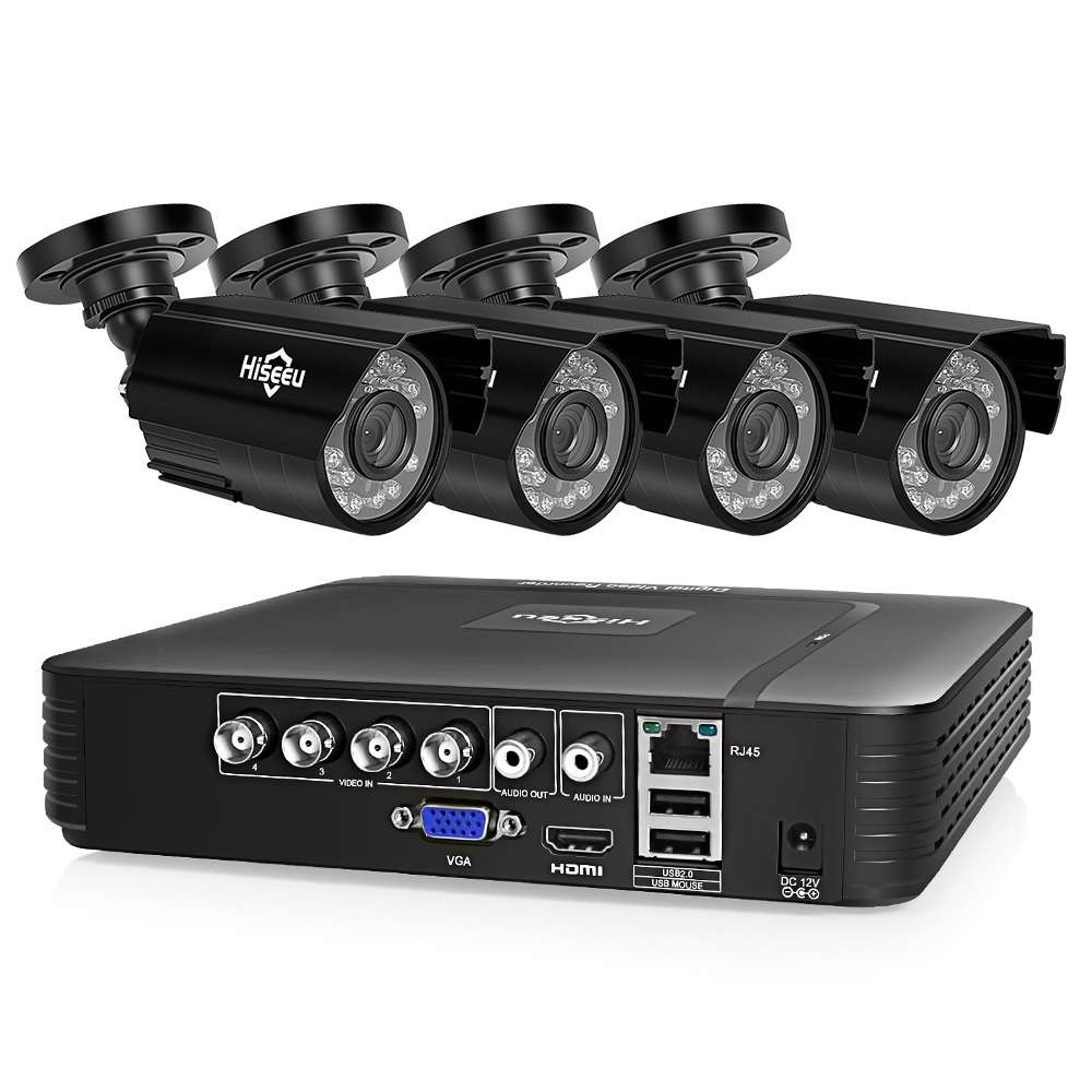 New Hiseeu 4CH 1080P AHD Security Camera DVR CCTV Camera System Kit Waterproof V