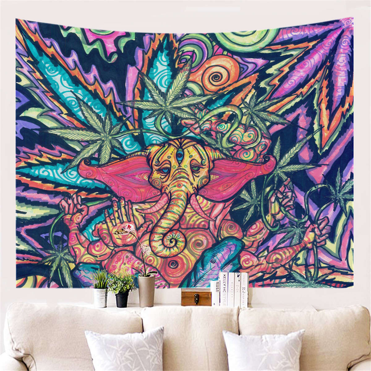 Colorful Dye Elephant Tapestry Wall Hanging Hippie Tapestry Colored Pr