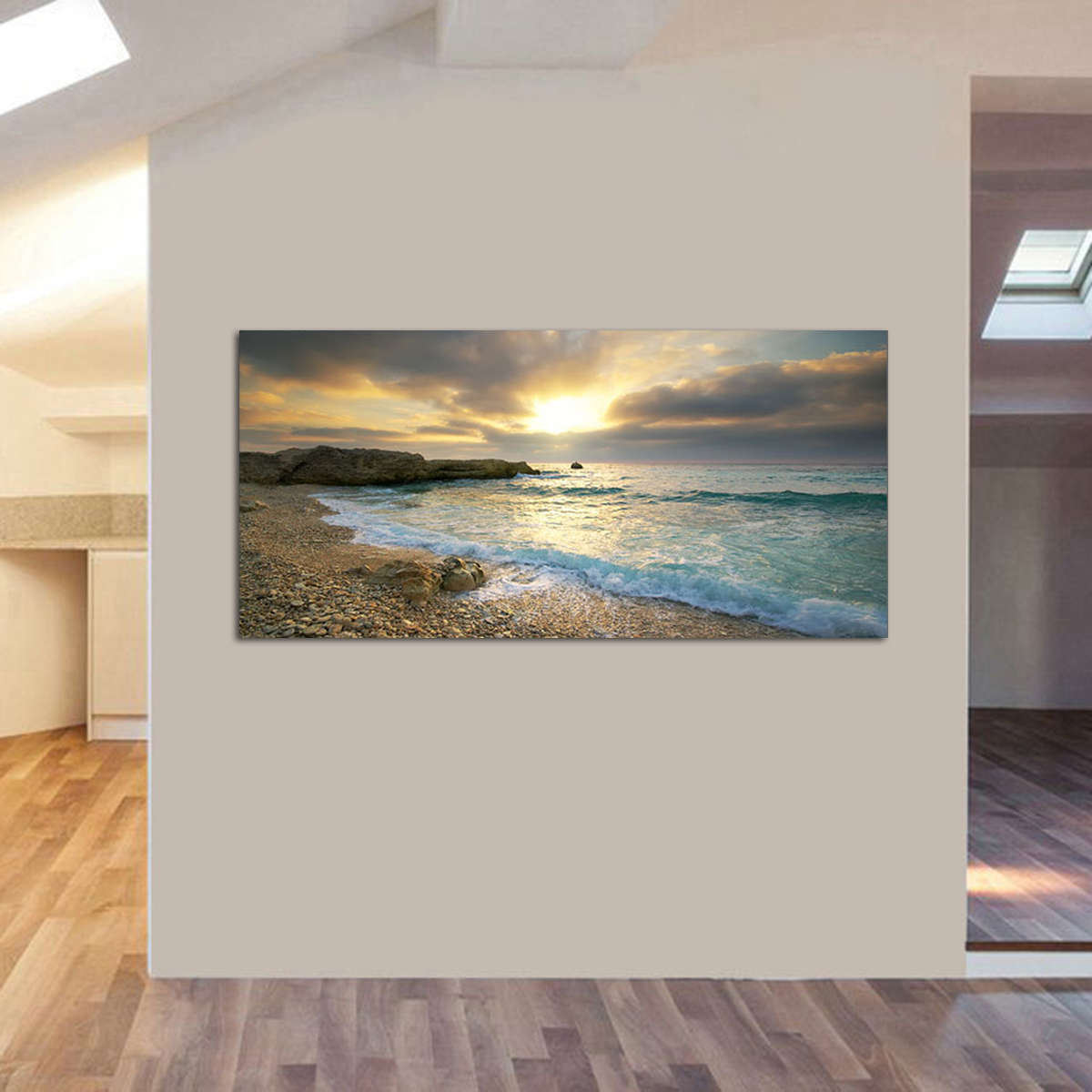 Beach Canvas Print Ocean Wave Sunset Sea No Frame Paintings Art Wall
