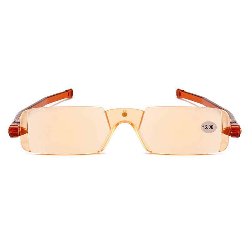 Portable 360 Rotation Folding Reading Glasses with Case An (Magnification Strength 4.0 Color Orange)