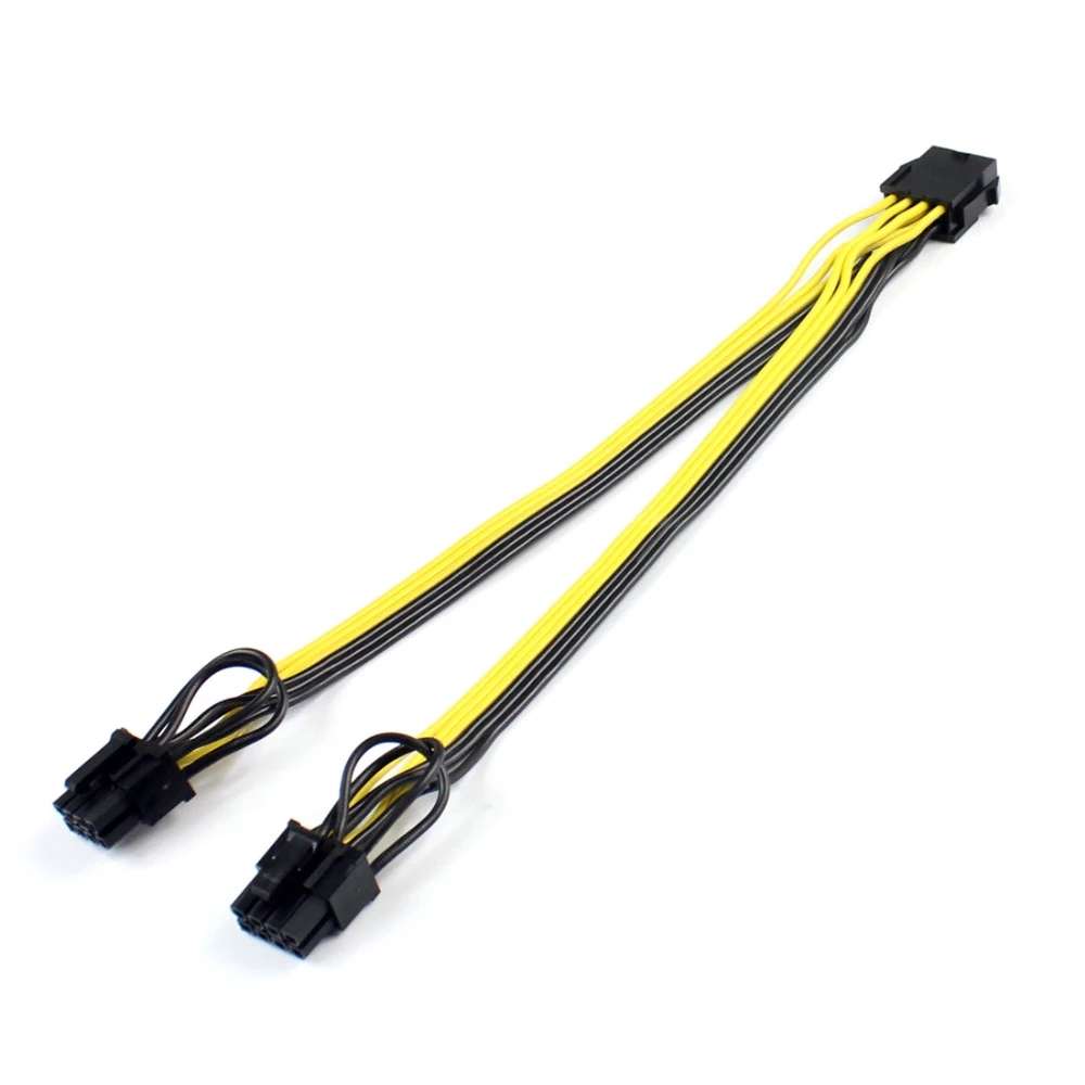 REXLIS 18AWG 8pin Male to Dual 8pin(6+2) Female Power Adapter Cable 30cm Graphics Card Splitter Cabl