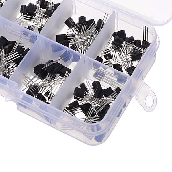 200pcs 10 Values Transistors Pack Transistor Assortment Kit With Storage Box