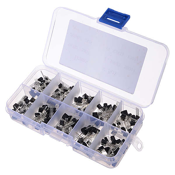 200pcs 10 Values Transistors Pack Transistor Assortment Kit With Storage Box