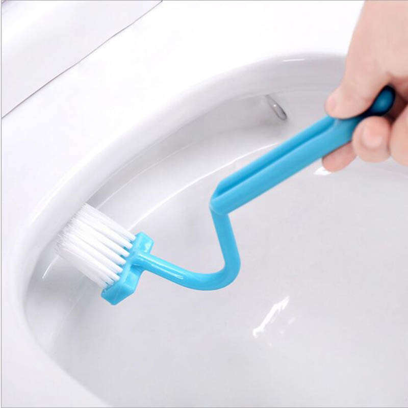 Portable Toilet Brush Scrubber V-type Cleaner Cleaning Brush Bent Bowl Handle Cleaning Brushes...