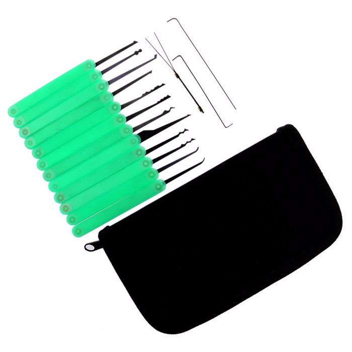 Green 12pcs Unlocking Lock Pick Set Key Extractor Tool Lock Pick Tools