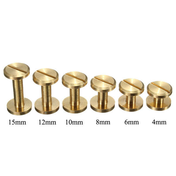 4-15mm Screw Back Button Stud Screw Brass Nail Leather Belt Chicago Rivet (Size 4mm)