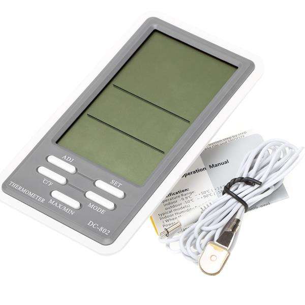 DC-802 LCD Digital Thermometer Hygrometer Temperature Humidity Meter Clock Indoor Outdoor
