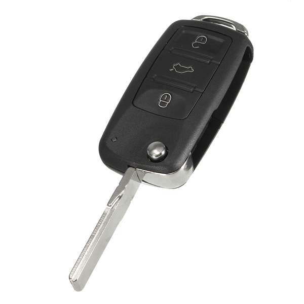 Car 4 Buttons Remote Key Black Shell Case Flip Uncut Blade for VW Touareg 2004-2011