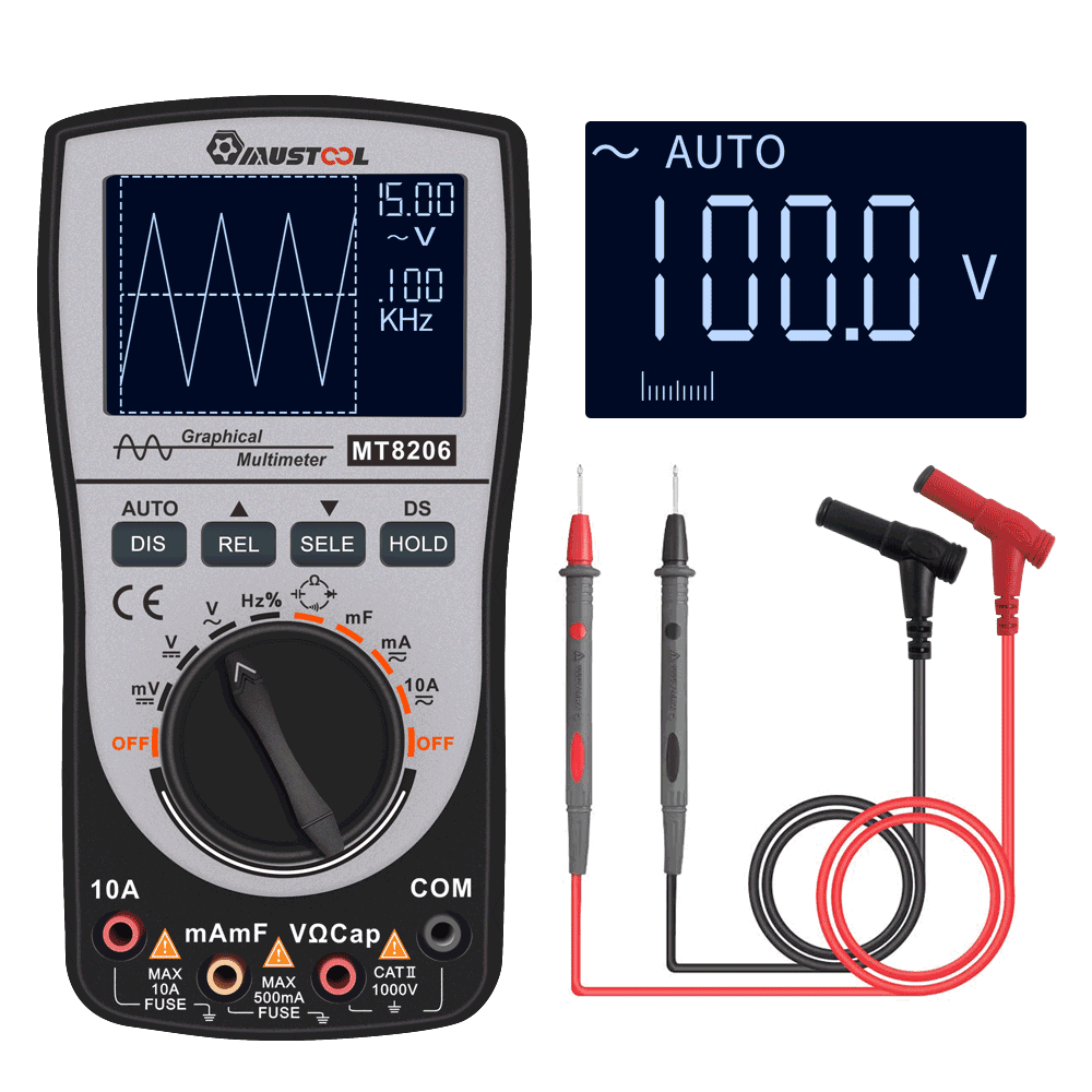 MUSTOOL MT8206 2 in 1 Intelligent Digital Oscilloscope Multimeter AC/DC Current Voltage Resistance