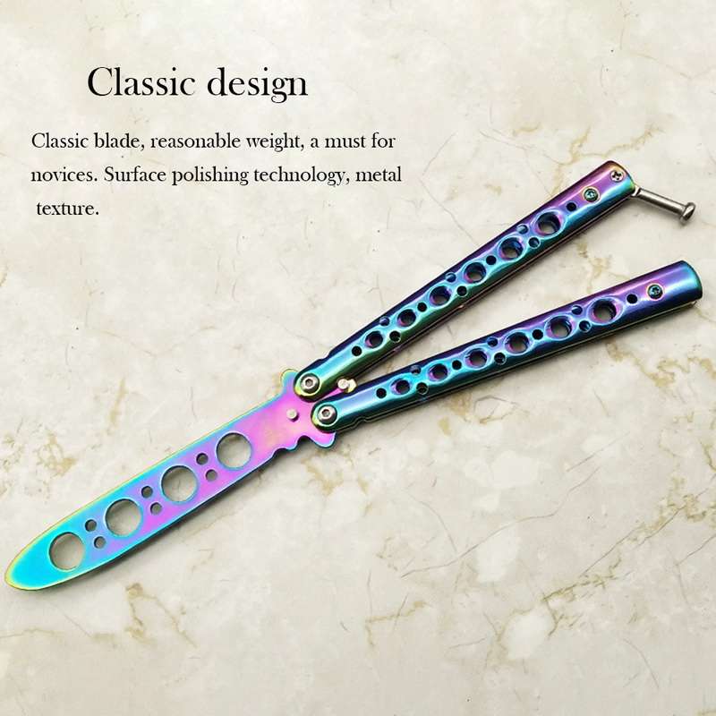 HUOHOU Colorful Stainless Steel EDC Knife Butterfly Training Outdoor Knife Competition Knife Blunt T