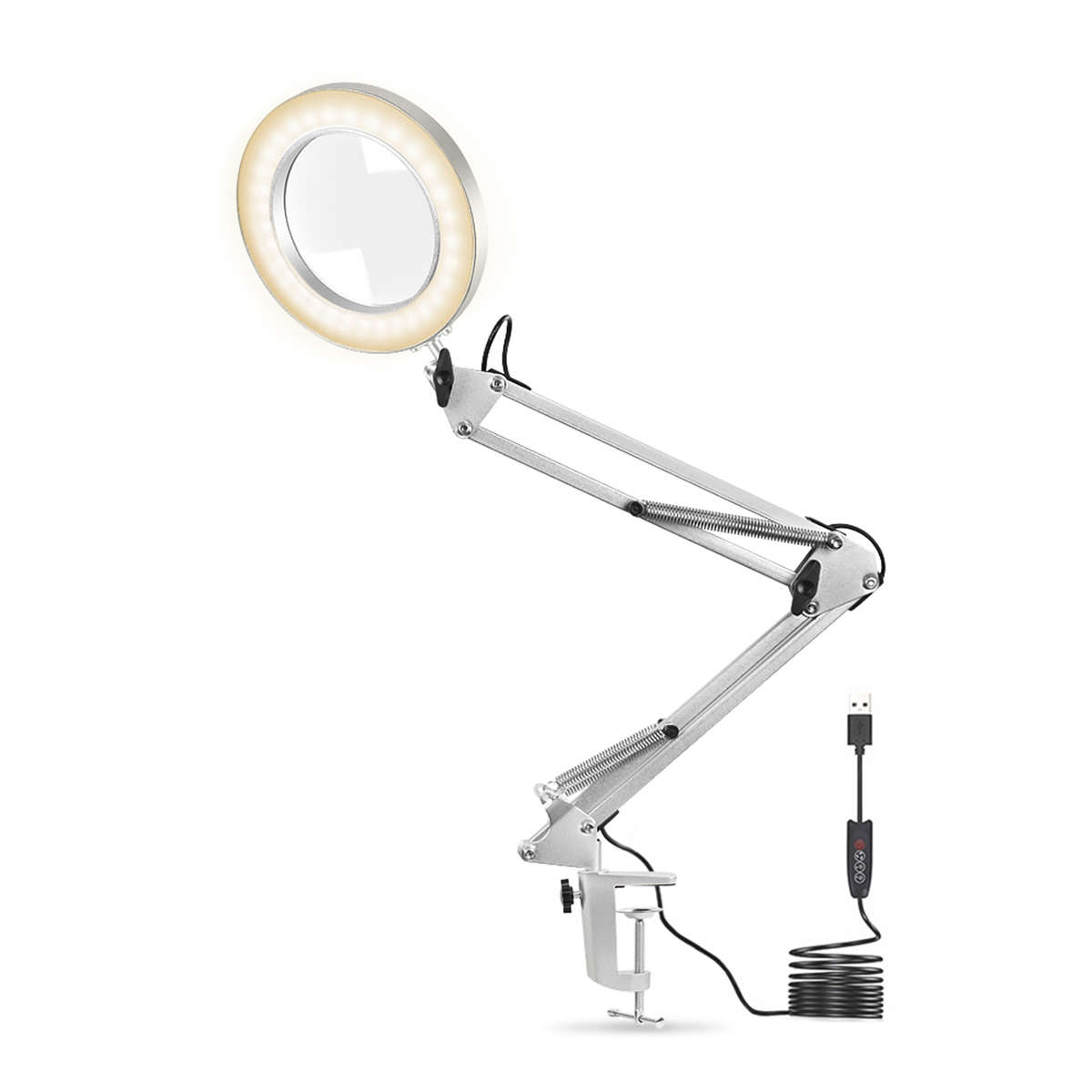 5X Swing Arm Mount Folding Magnifier Desk Table Clamp Lamp Magnifying Glass Len