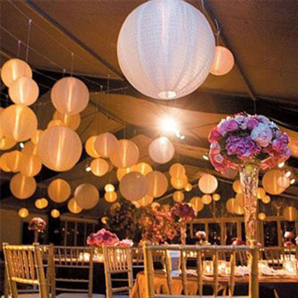 New 50 Pcs White Ball Lamps LED Light Paper Lantern Balloons Wedding Party Chris