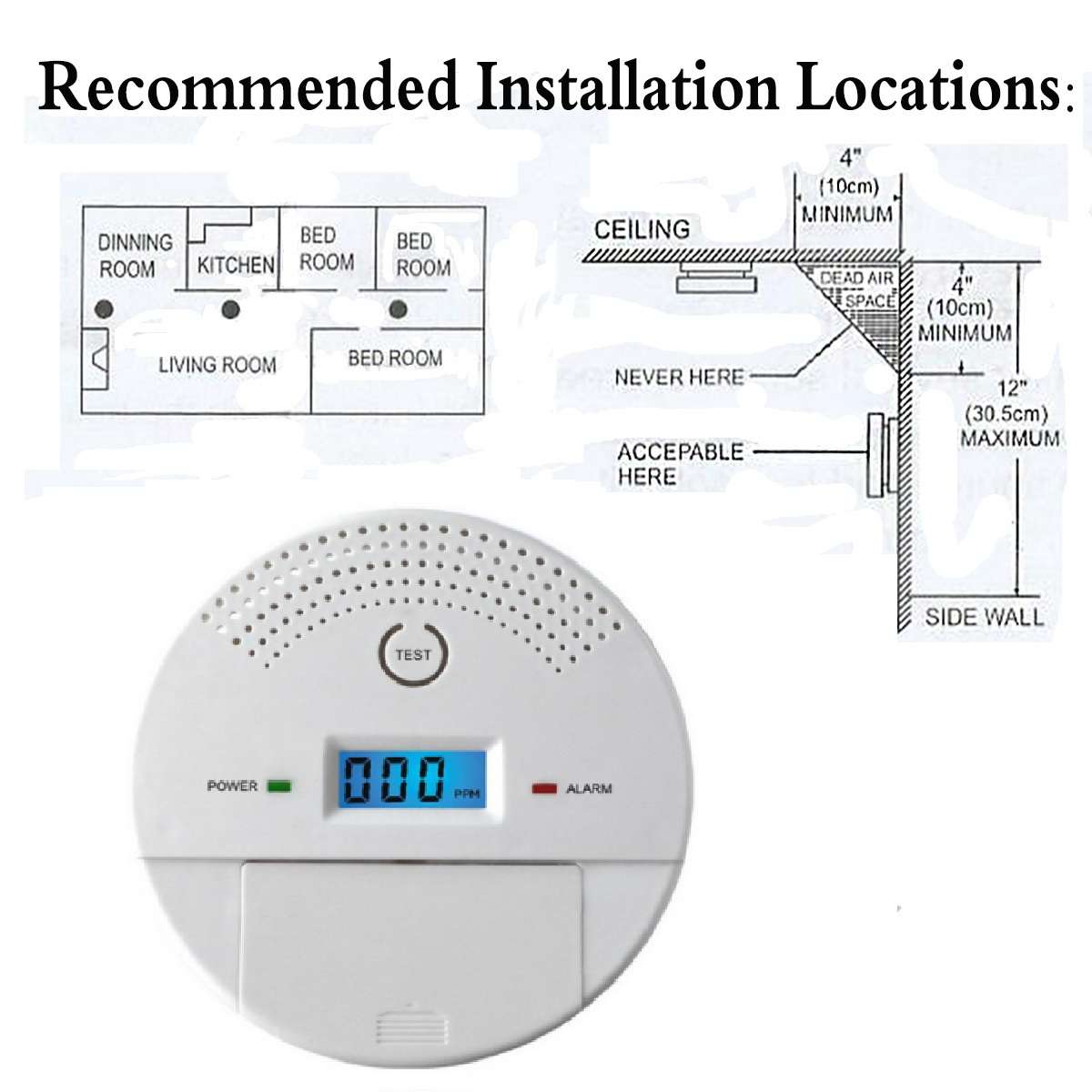 New 2 in 1 Carbon Monoxide & Smoke Alarm Detector CO Tester Alarm System