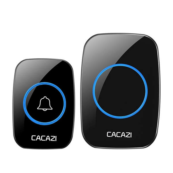 CACAZI LED Smart Doorbell Waterproof 300M Remote Mini Wireless Door Be (Adaptor US Plug Type 1 to 1)