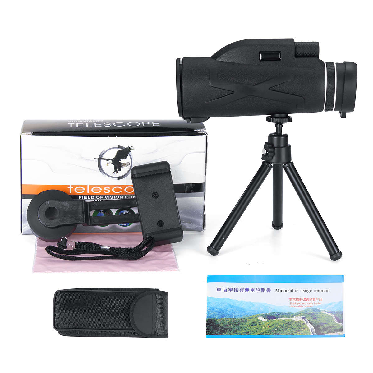 80x100 Magnification Portable Monocular Telescope Powerful Binoculars