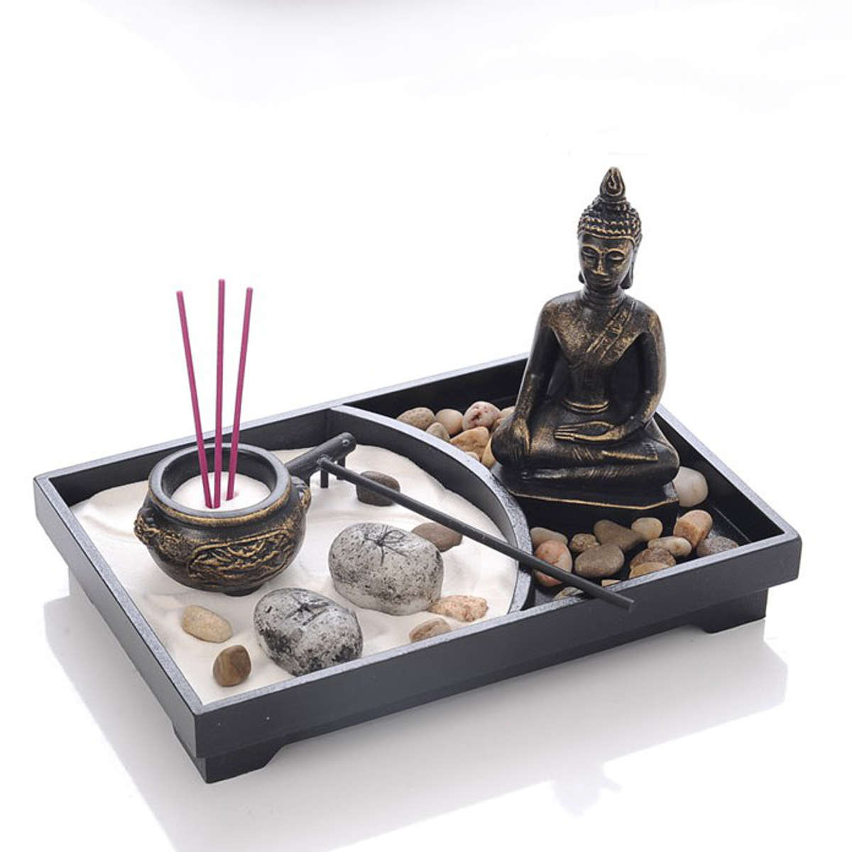 Zen Garden Kit Meditation Sand Rocks Candle Candle holder Rake Tabletop Home