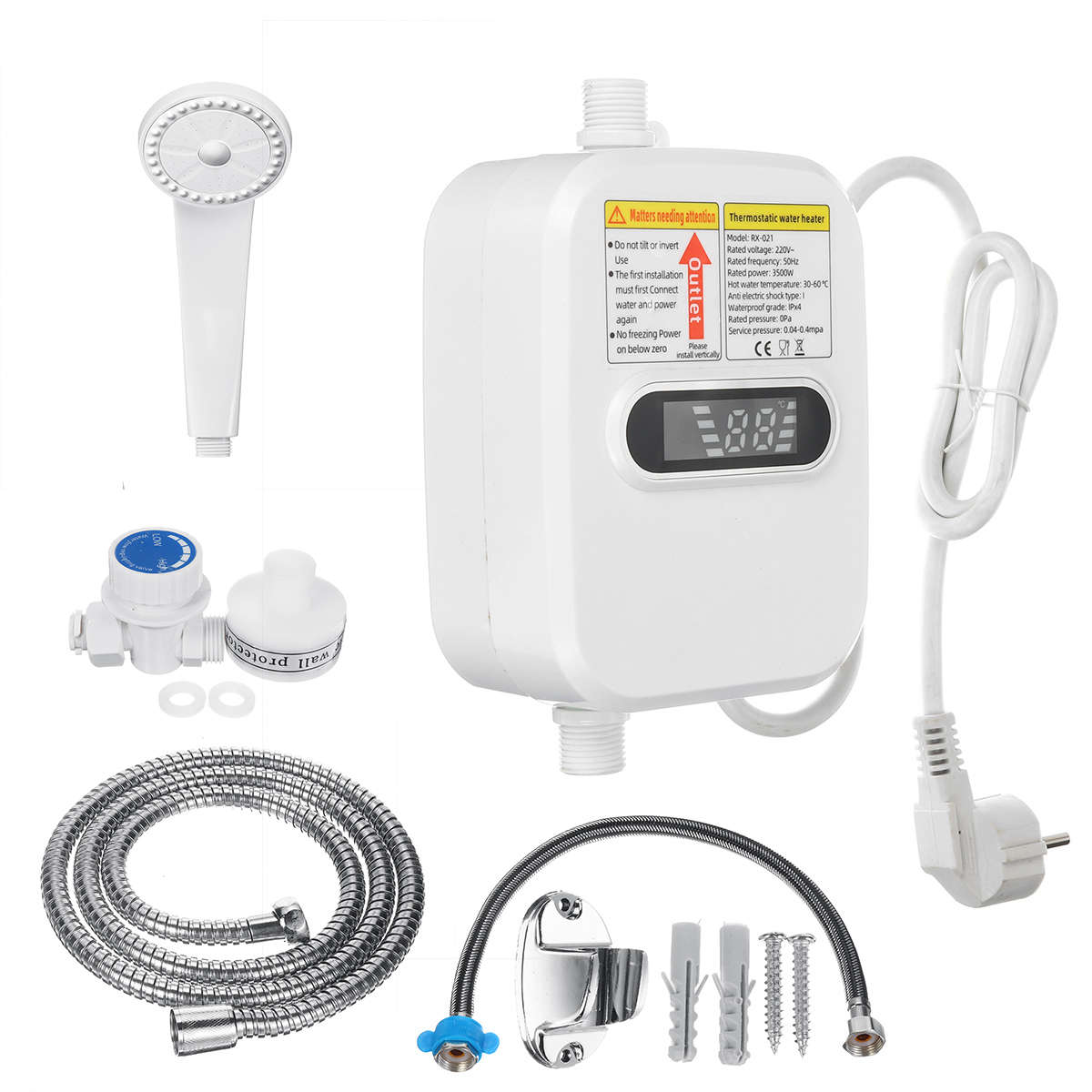 3500W Mini Instant Electric Tankless Hot Water Heater Shower Bathroom Faucet