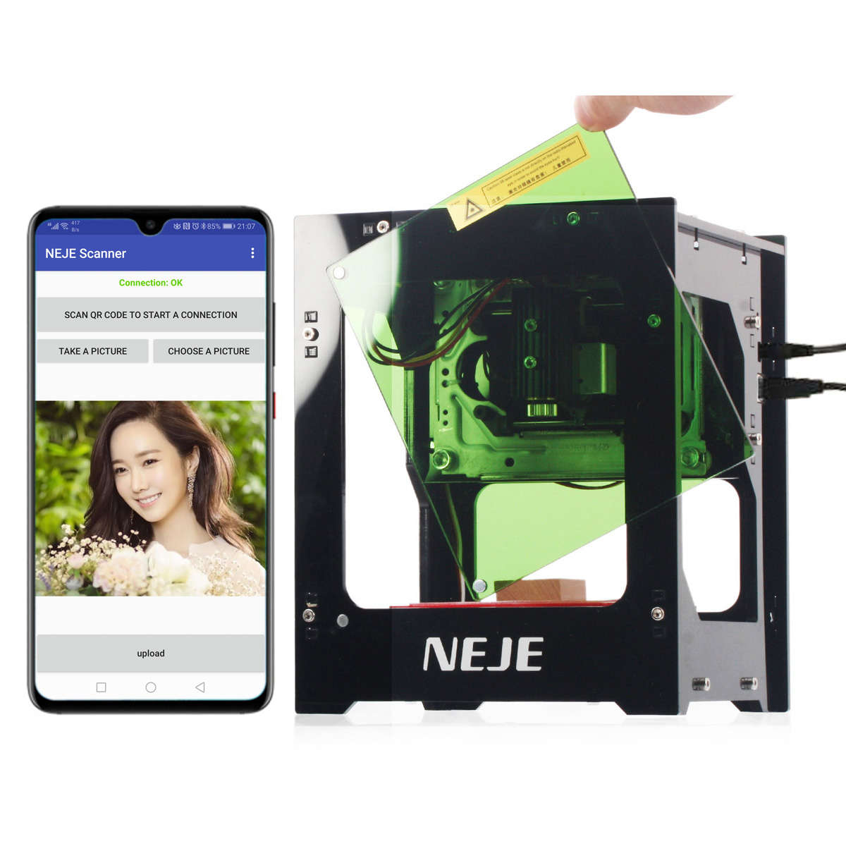 NEJE DK-8-KZ 3000mW 445nm Blue Laser USB Desktop Engraver Engraving Machine Intelligent APP Scanner