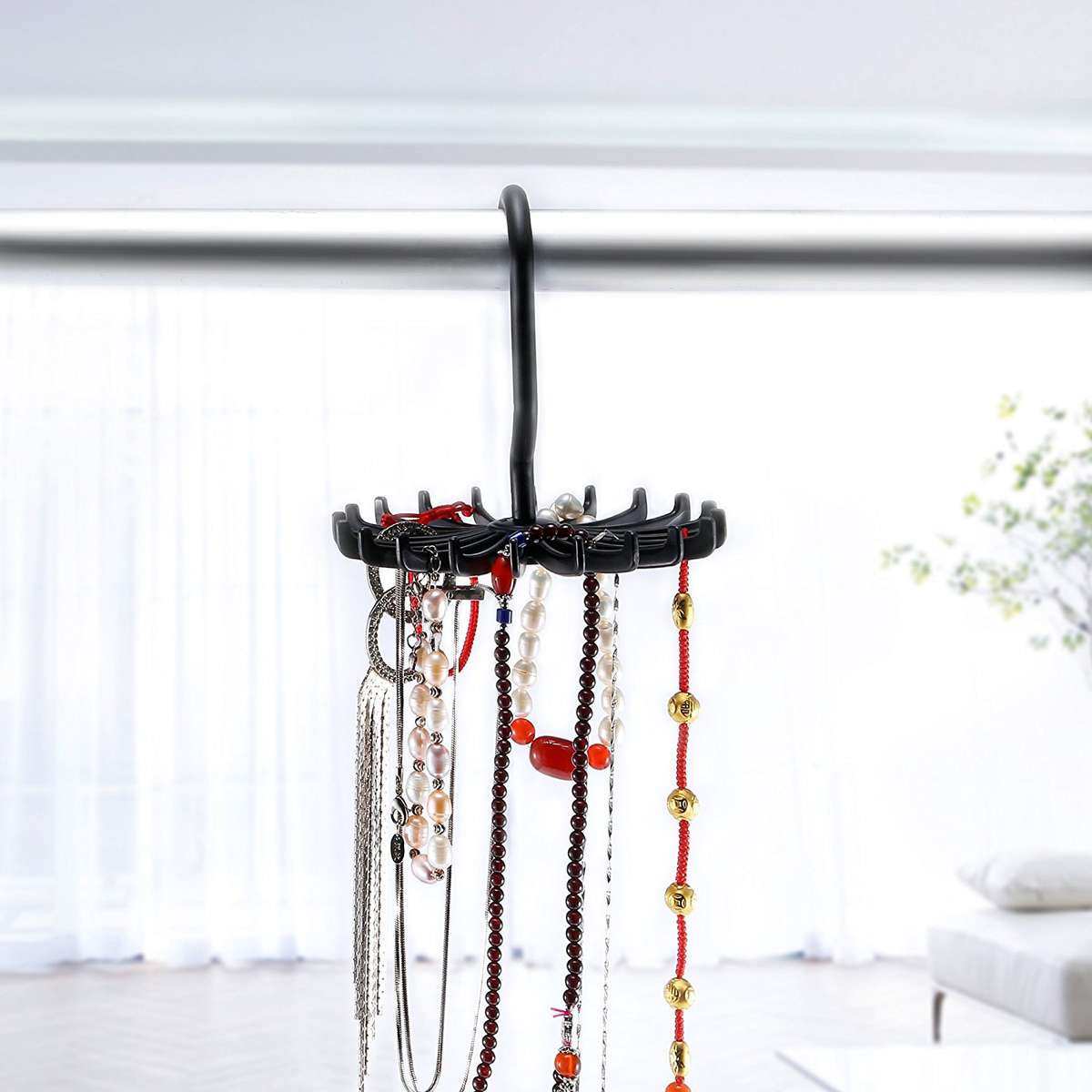 2pcs 360 Rotatable Tie Hanger Rack Adjustable Neck Ties Silk Scarf Storage Hook Organizer