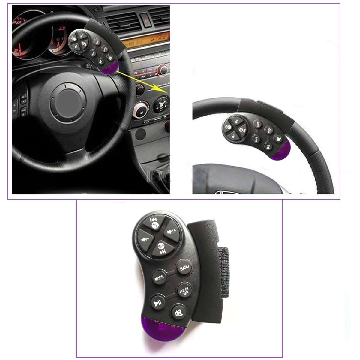 Universal Wireless Car Steering Wheel Button Remote Control bluetooth For Stereo Music DVD