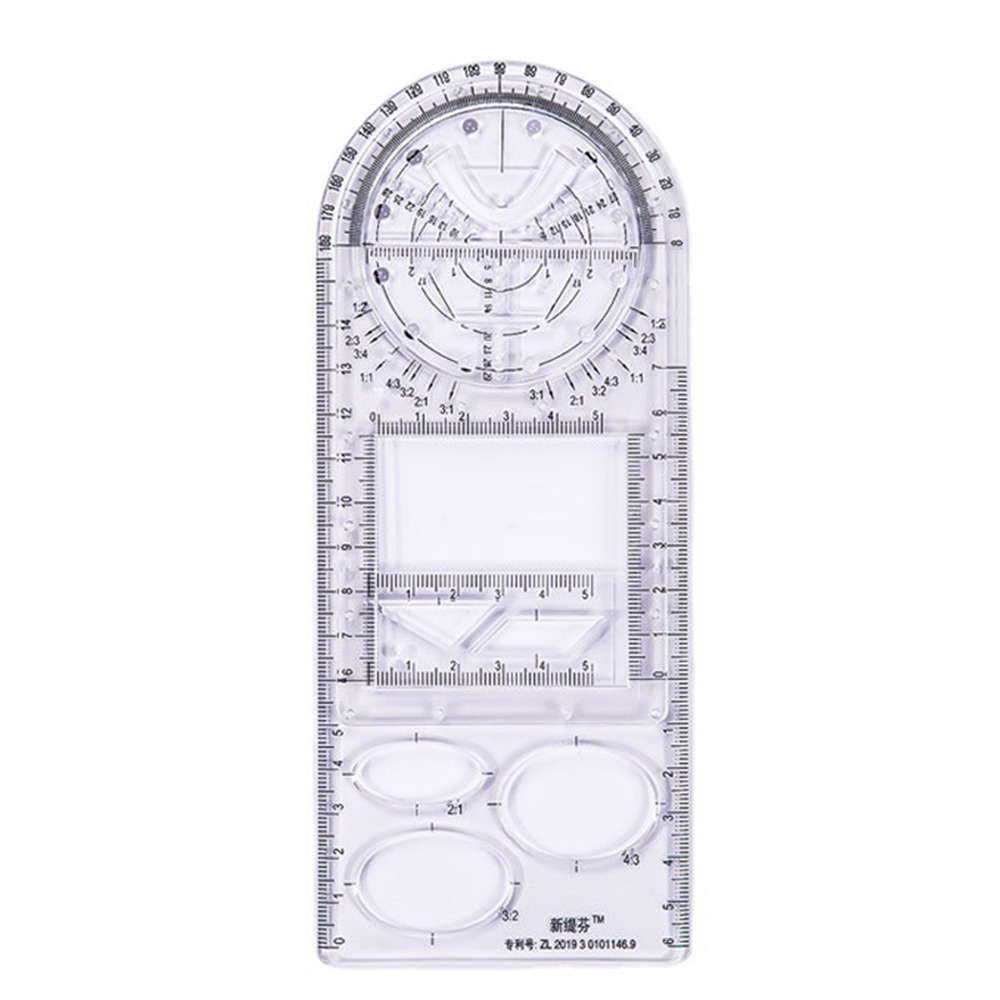 Multi-function Drawing Ruler Three Version Art Rotatable Mathematics Ruler Geom