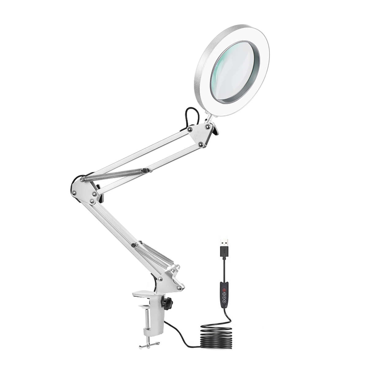 5X Swing Arm Mount Folding Magnifier Desk Table Clamp Lamp Magnifying Glass Len