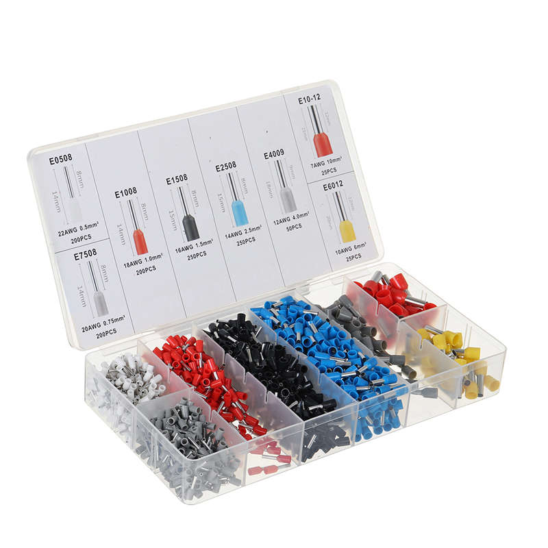 0.25-10mm Adjustable Crimper 1200PCS Wire Terminals Crimping Plier Tools Set (Type A)