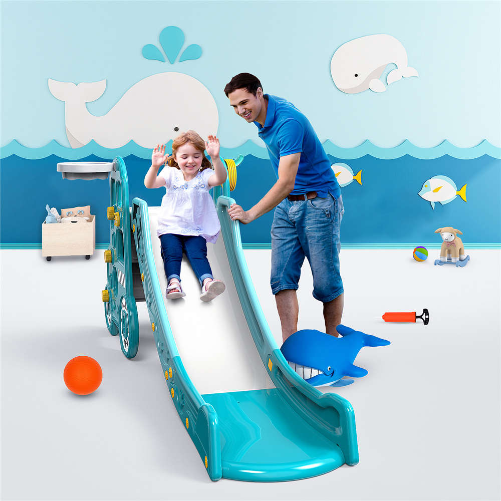 Pickwoo Toddler Slide 4-in-1 Slides for Kids with Basketball and Throwing Game Climbing Toys Outdoor