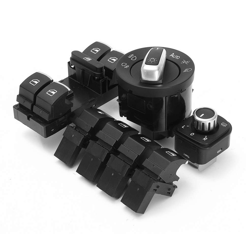 7Pcs Master Window Headlamp Window Fuel Gas Car Switch Kit For VW Golf MK5 MK6 Jetta Passat