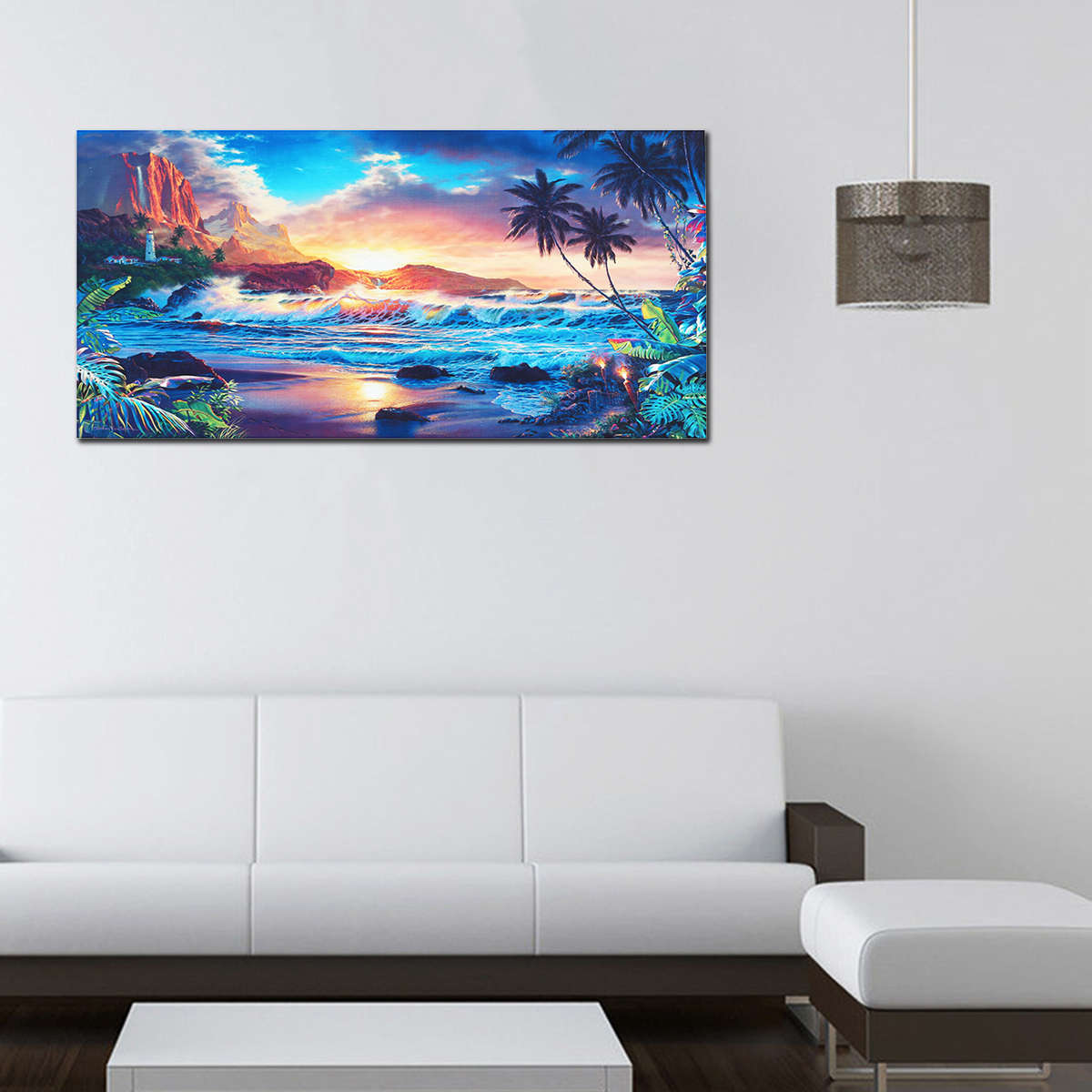 New Home Decor Canvas Print Paintings Wall Art Modern Sunset Scenery Beach Tree