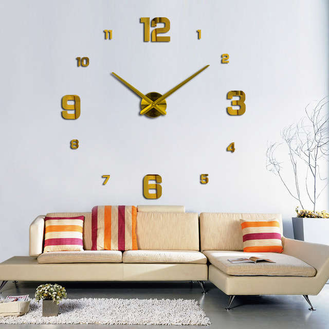 New Acrylic Mirror Clock Creative Diy Wall Clock Large Size Decorative Wall Clock Stereo Wall