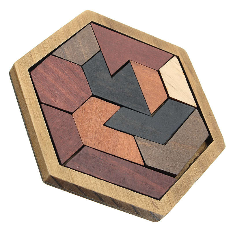 Kids Puzzles Wooden Toys Tangram Jigsaw Board Geometric Shape Children